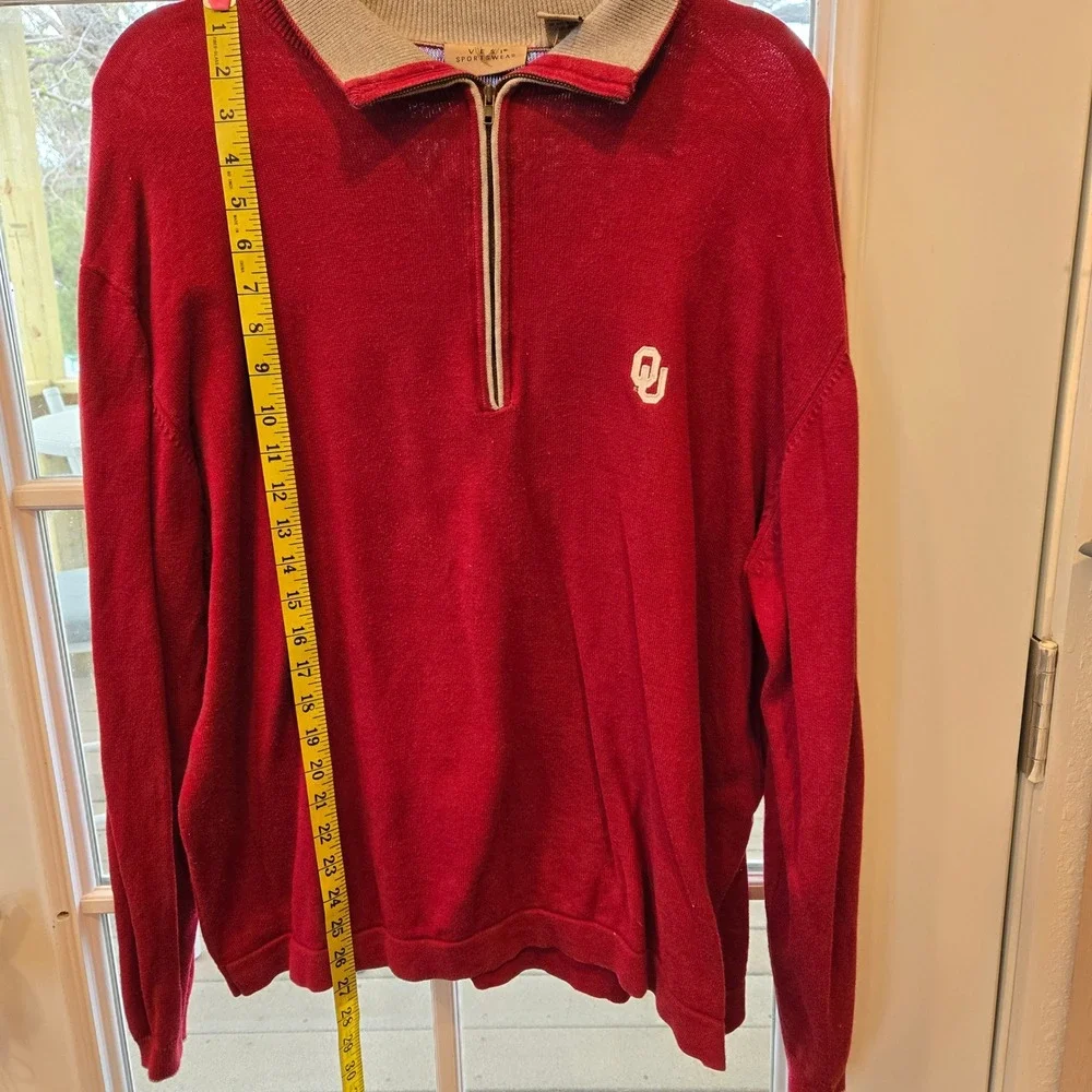 Vesi Sportswear Oklahoma Sooners Red Pima Cotton Quarter Zip Sweater Mens XL OU